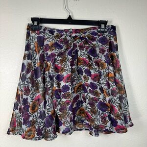 Flowy Floral Chiffon Mini Skirt Juniors Size M A-Line Skater Indie Y2K 28” Waist